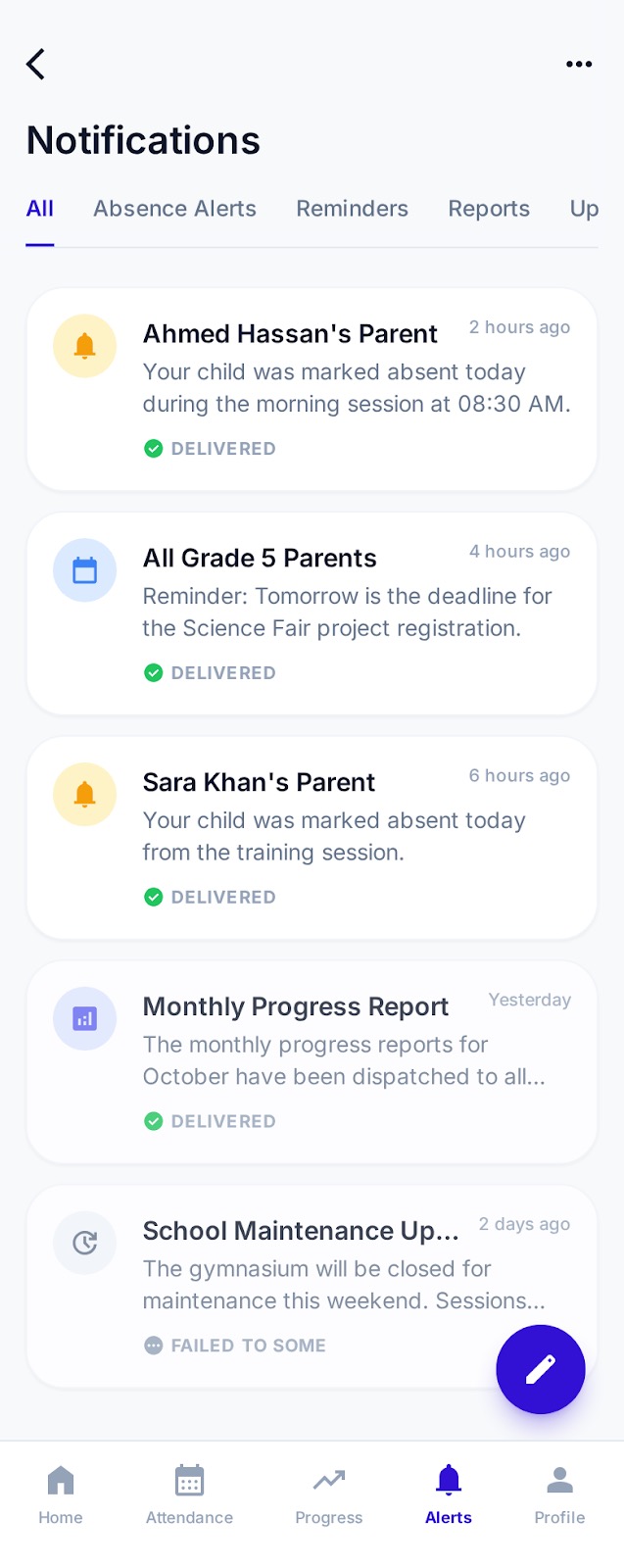 Notification history
